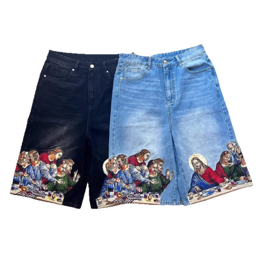 Last Supper Printed Jorts