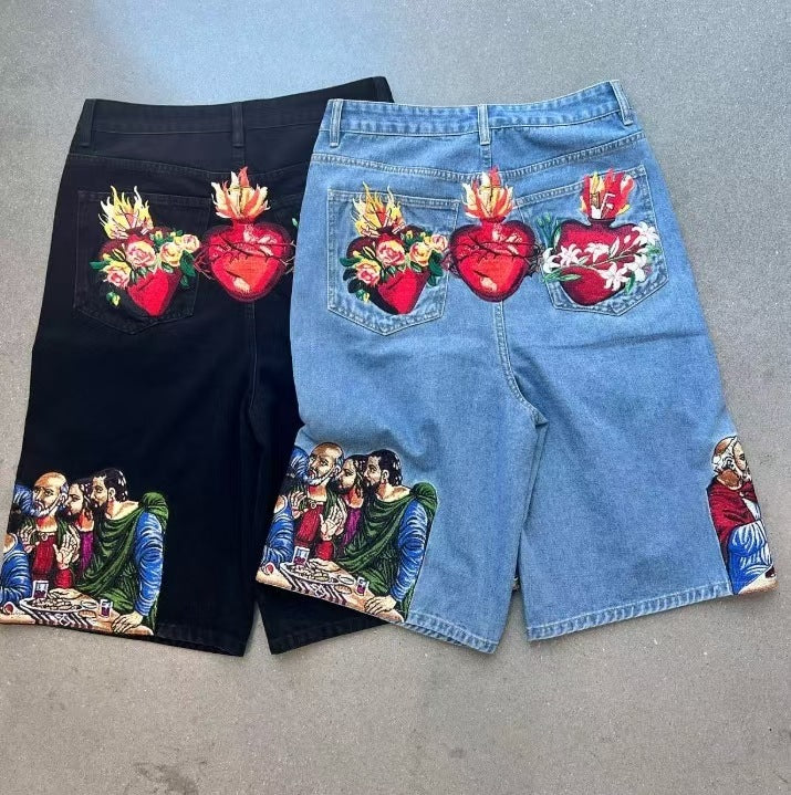 Last Supper Printed Jorts
